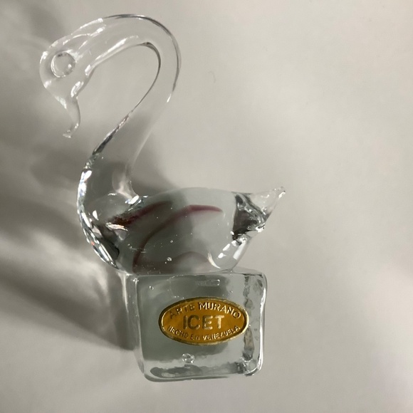 Vintage Arte Murano ICET Swan Figurine Blown Glass Paperweight Venezuela - Picture 3 of 12